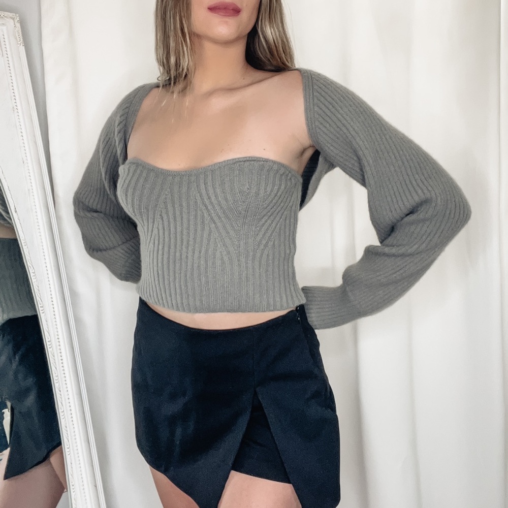 Gray sweater tank top and cover up